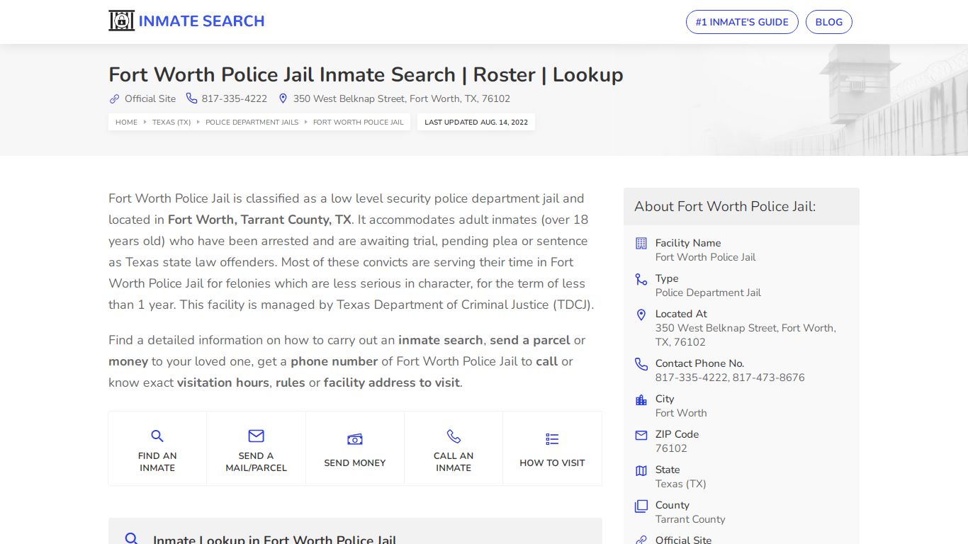 Fort Worth Police Jail Inmate Search | Roster | Lookup